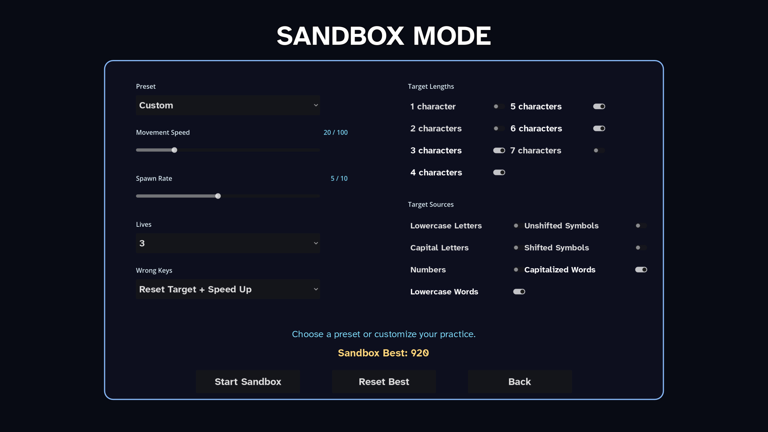 Type Shogun Sandbox mode screenshot